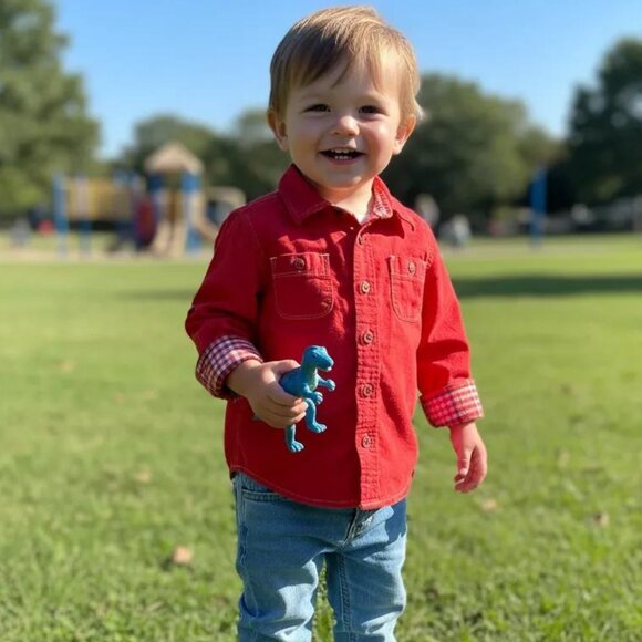 Old Navy Red Long-Sleeve Button-Down Shirt size 3T - Picture 1 of 11